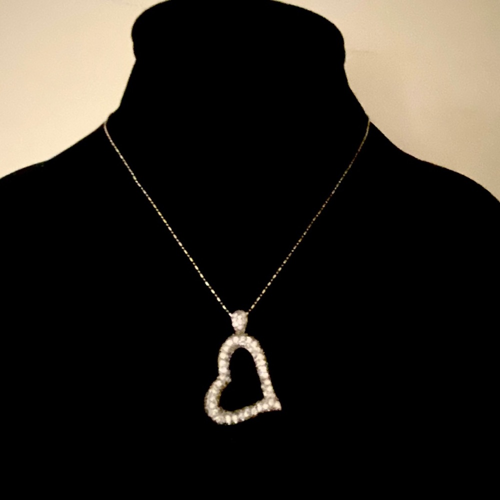 Silver Rhinestone Heart Necklace